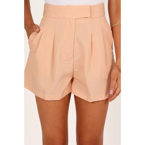 Petal And Pup Bridget Tailored Shorts Peach L Pleated‎ Chino Pastel High Waisted - Picture 3 of 10